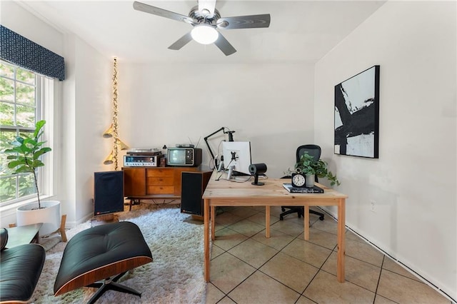5828 Paliser Trce, Sugar Hill, GA 30518 - office space featuring light tile patterned floors, a ceiling fan, and baseboards