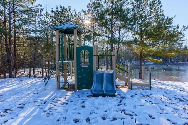 view of snow covered playground