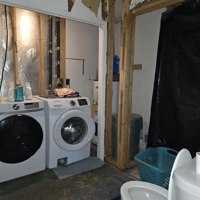80 Two Run Creek Trl NW, Cartersville, GA 30120 - laundry room featuring washing machine and clothes dryer and electric water heater