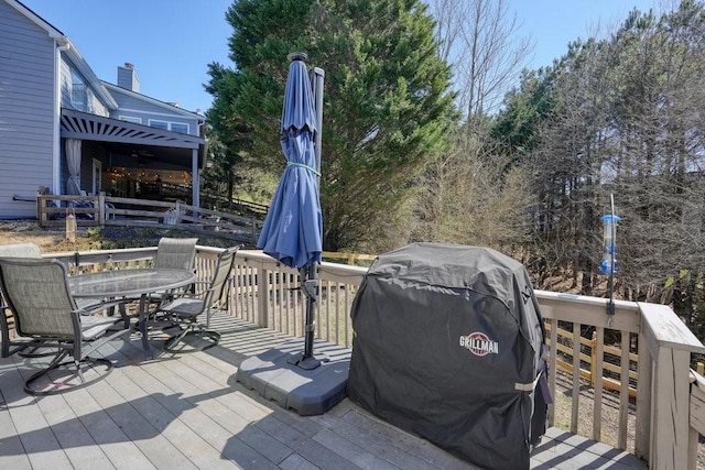 537 Autumn Ridge Dr, Canton, GA 30115 - wooden deck with outdoor dining area and area for grilling
