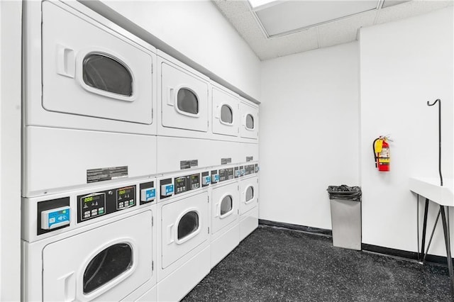 795 Hammond Dr Unit 813, Sandy Springs, GA 30328 - communal laundry room featuring estacked washer and dryer, washing machine and dryer, and attic access