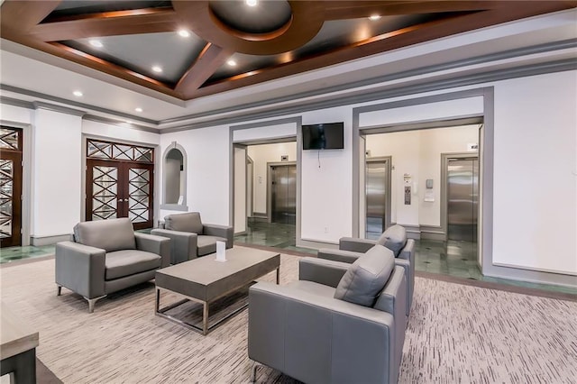 795 Hammond Dr Unit 813, Sandy Springs, GA 30328 - community lobby featuring ornamental molding, recessed lighting, and coffered ceiling