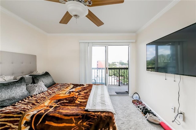 795 Hammond Dr Unit 813, Sandy Springs, GA 30328 - bedroom with carpet, access to outside, ornamental molding, and a ceiling fan