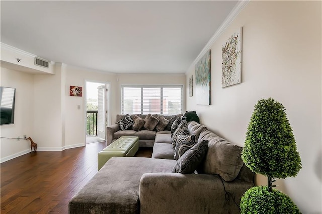 795 Hammond Dr Unit 813, Sandy Springs, GA 30328 - living room featuring crown molding and dark wood finished floors