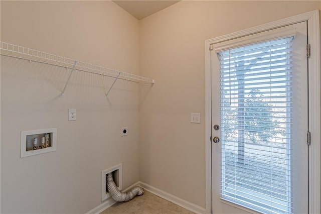 laundry room featuring electric dryer hookup, tile patterned flooring, and washer hookup