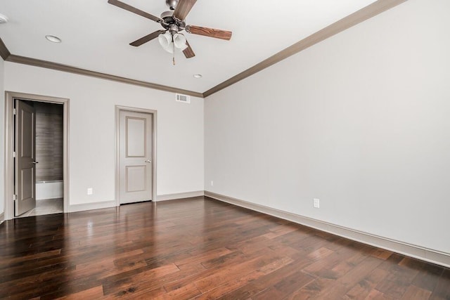 1435 Druid Mnr, Atlanta, GA 30329 - unfurnished room with ornamental molding, baseboards, wood finished floors, ceiling fan, and recessed lighting