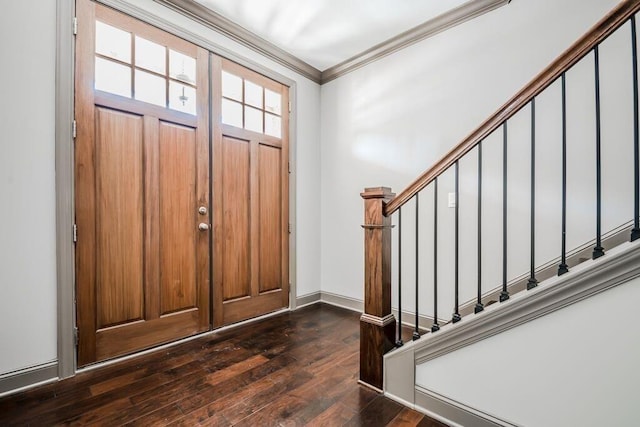 1435 Druid Mnr, Atlanta, GA 30329 - entryway featuring ornamental molding, stairway, and wood-type flooring