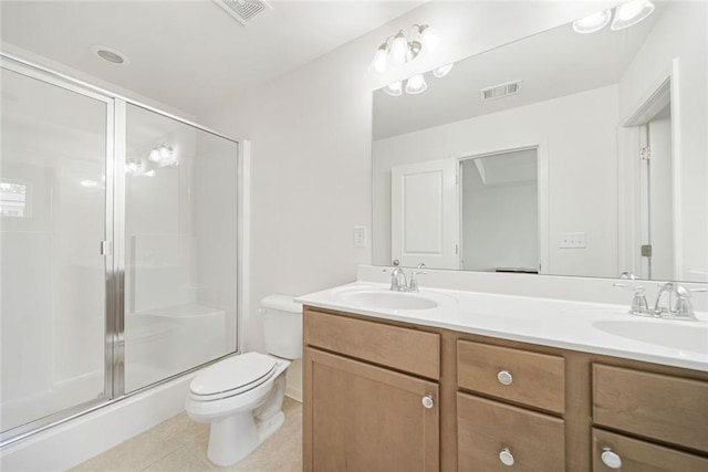 full bathroom featuring visible vents, a sink, and double vanity