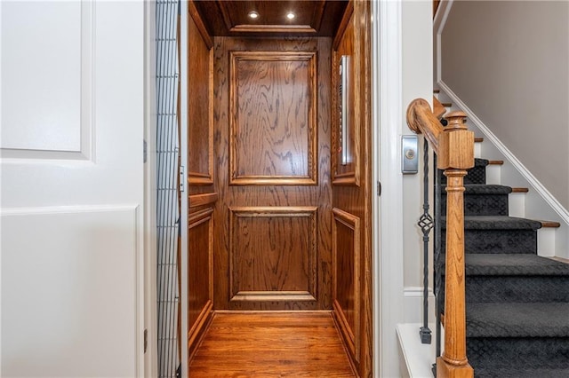 2025 Eagle Rdg, Roswell, GA 30076 - entryway with stairway, wood finished floors, and elevator