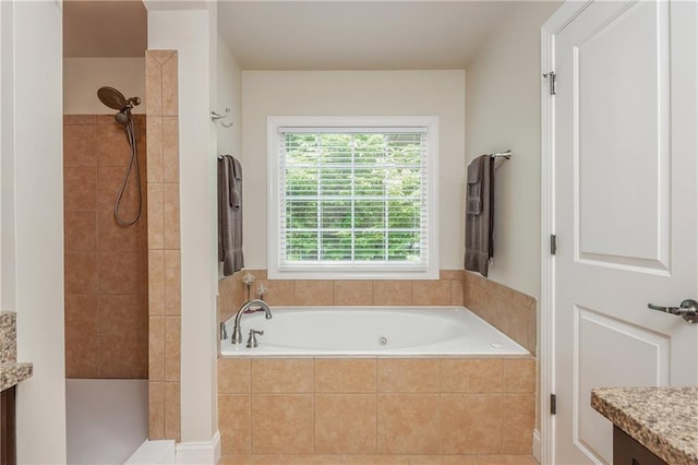 2025 Eagle Rdg, Roswell, GA 30076 - full bath with vanity, a garden tub, and tiled shower