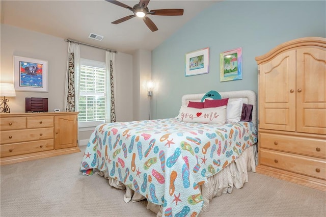2025 Eagle Rdg, Roswell, GA 30076 - carpeted bedroom with vaulted ceiling and ceiling fan