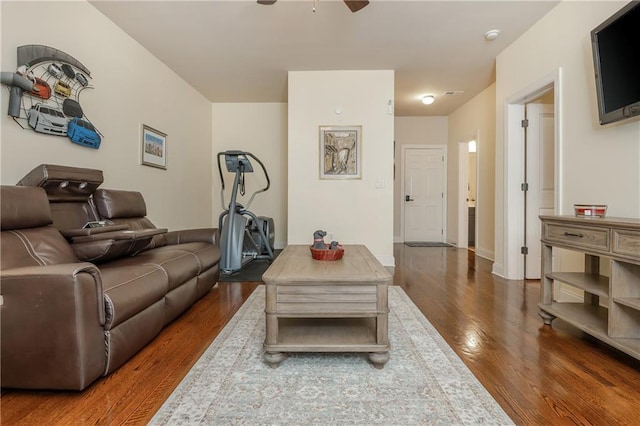 2025 Eagle Rdg, Roswell, GA 30076 - living area featuring wood finished floors and a ceiling fan
