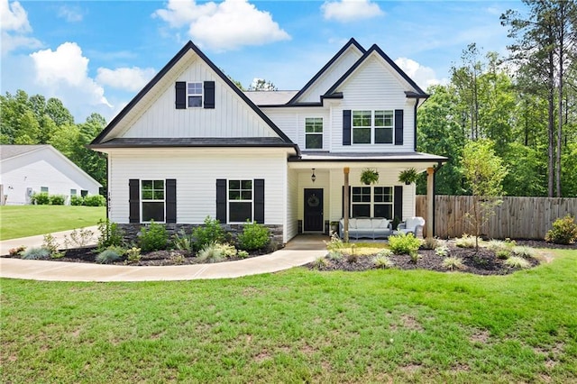 1417 Woodrow Kay Rd, Rockmart, GA 30153 - view of front of home featuring board and batten siding, stone siding, and a porch