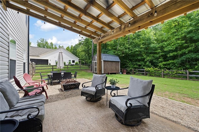 1417 Woodrow Kay Rd, Rockmart, GA 30153 - view of patio / terrace featuring an outdoor fire pit and outdoor dining area