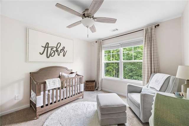 1417 Woodrow Kay Rd, Rockmart, GA 30153 - bedroom featuring baseboards, carpet flooring, a nursery area, and ceiling fan