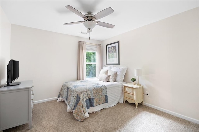 1417 Woodrow Kay Rd, Rockmart, GA 30153 - bedroom with baseboards, light colored carpet, and ceiling fan