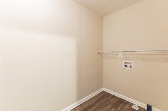 453 Utoy Cir SW, Atlanta, GA 30331 - clothes washing area featuring hookup for a washing machine and dark wood-type flooring