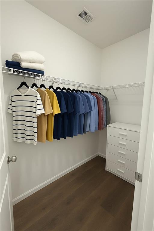 6355 Westfallen Overlook, Cumming, GA 30040 - spacious closet with visible vents and dark wood-type flooring