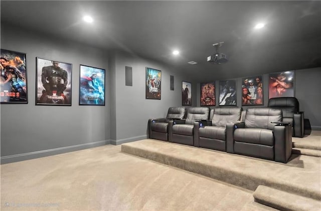 6355 Westfallen Overlook, Cumming, GA 30040 - carpeted home theater room featuring baseboards and recessed lighting