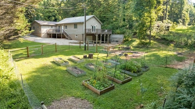 170 Early Sundown Rd, Clarkesville, GA 30523 - view of yard featuring a vegetable garden, a deck, and stairway