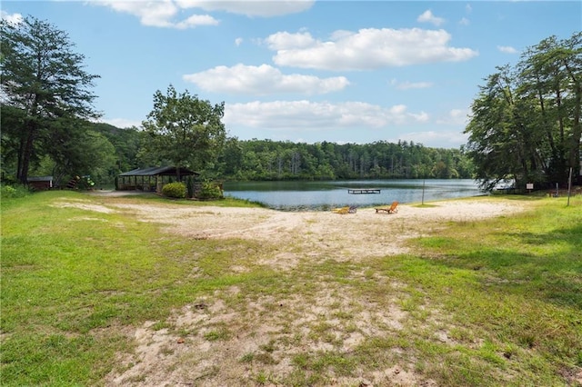property view of water with a view of trees