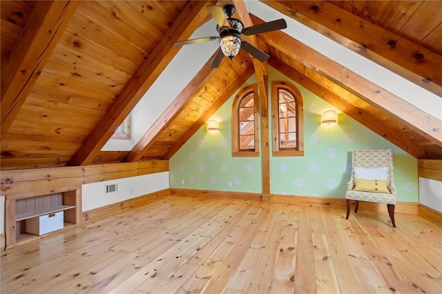 8850 Matt Hwy, Ball Ground, GA 30107 - bonus room featuring hardwood / wood-style floors, a skylight, wood ceiling, a ceiling fan, and baseboards