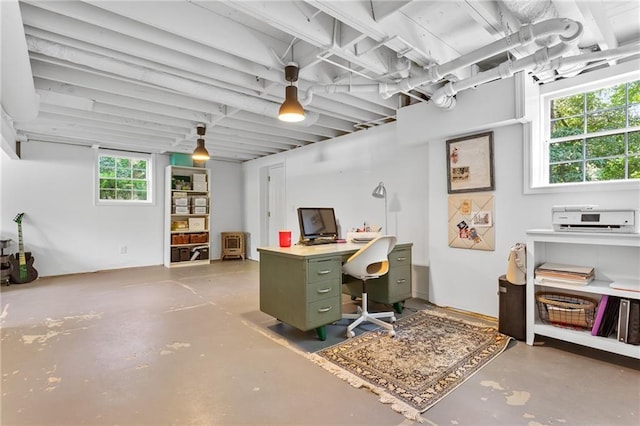 office featuring finished concrete flooring