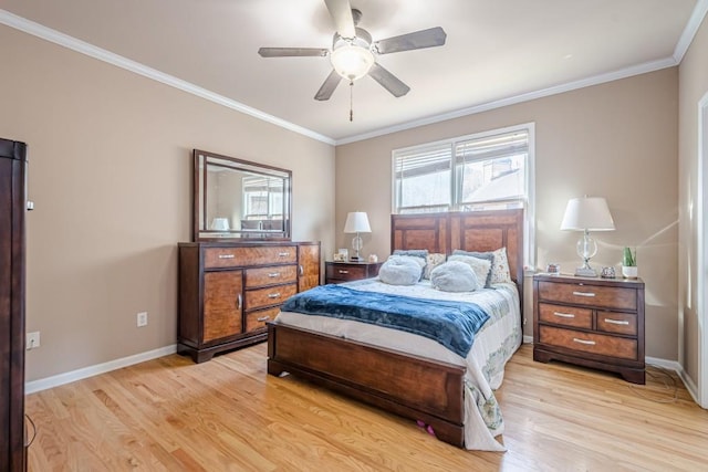 1765 Dew Pl, Marietta, GA 30064 - bedroom with light wood-type flooring, crown molding, baseboards, and a ceiling fan