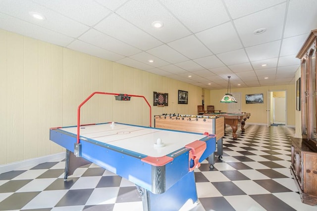 1765 Dew Pl, Marietta, GA 30064 - rec room featuring tile patterned floors, billiards table, and a drop ceiling