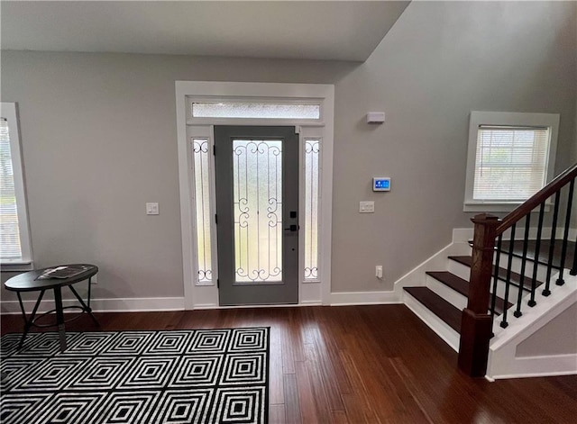 1255 Plaza Ave SW, Atlanta, GA 30310 - foyer with dark wood-style flooring, stairs, and baseboards