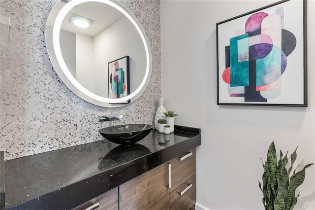 45 Ivan Allen Jr Blvd NW Unit 2505, Atlanta, GA 30308 - bathroom with vanity and backsplash