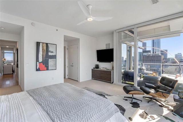 45 Ivan Allen Jr Blvd NW Unit 2505, Atlanta, GA 30308 - bedroom with access to outside and a ceiling fan