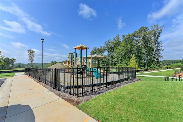 view of playground featuring a yard