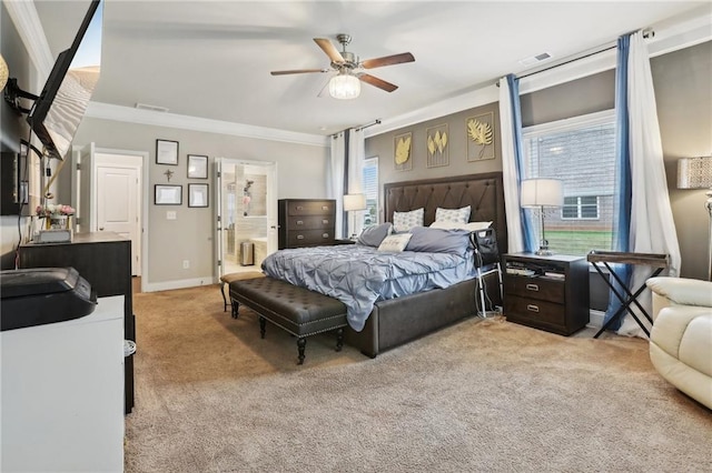 244 Lotus Cir, Mcdonough, GA 30252 - bedroom with crown molding, carpet flooring, baseboards, and visible vents