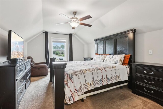 244 Lotus Cir, Mcdonough, GA 30252 - carpeted bedroom with lofted ceiling and ceiling fan