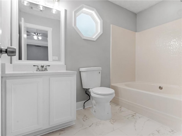 220 Sugar Hill Ct, Jackson, GA 30233 - full bath featuring toilet, marble finish flooring, vanity, washtub / shower combination, and baseboards