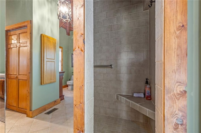 259 Eagle Chase Cir, Dillard, GA 30537 - full bath with a tile shower, tile patterned floors, and a bidet