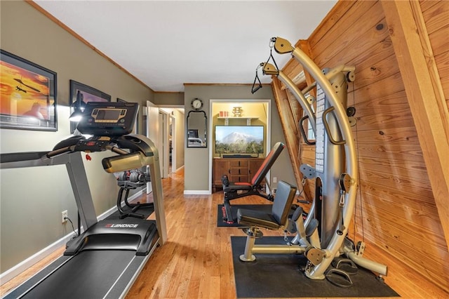 259 Eagle Chase Cir, Dillard, GA 30537 - exercise room featuring ornamental molding and wood finished floors