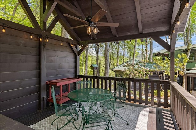 259 Eagle Chase Cir, Dillard, GA 30537 - wooden terrace with a ceiling fan and outdoor dining space