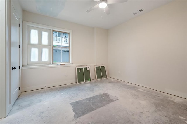 spare room featuring ceiling fan