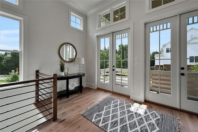 doorway to outside featuring hardwood / wood-style flooring and french doors