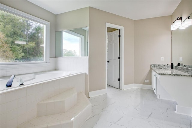 19 Quimby Jackson Rd, Newnan, GA 30263 - full bath with vanity, a bath, and marble finish floors