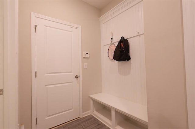 2247 Pink Hawthorn Dr, Buford, GA 30518 - mudroom with baseboards and dark wood-type flooring
