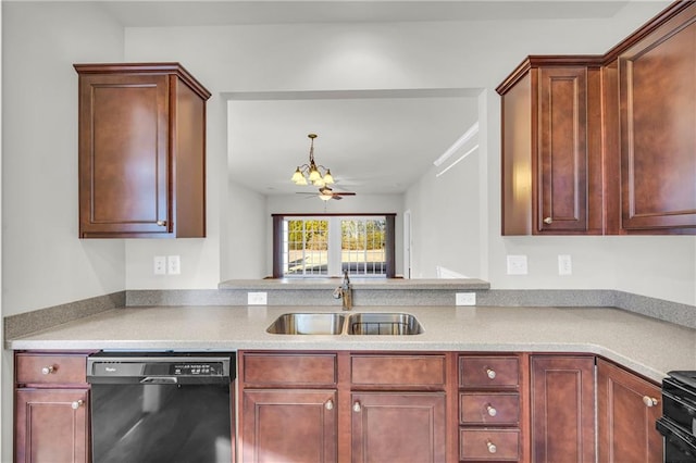 kitchen with sink and black appliances