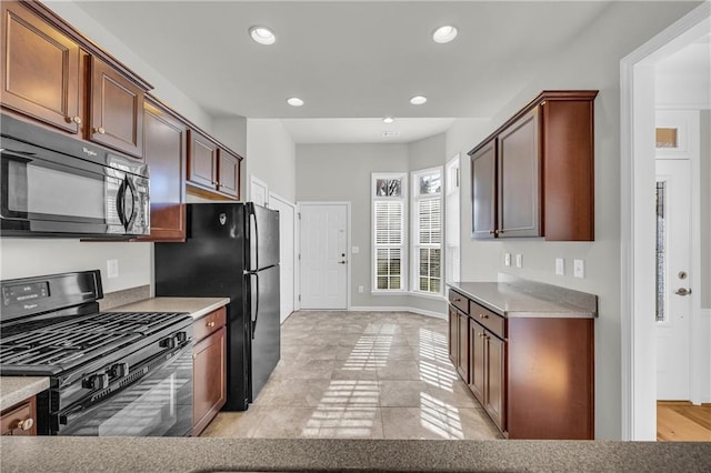 kitchen with black appliances