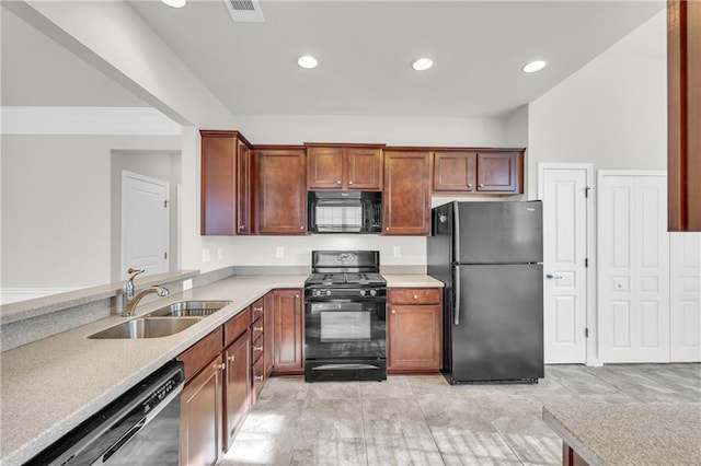 kitchen featuring sink and black appliances