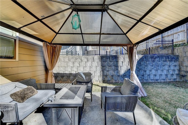 view of patio featuring a gazebo