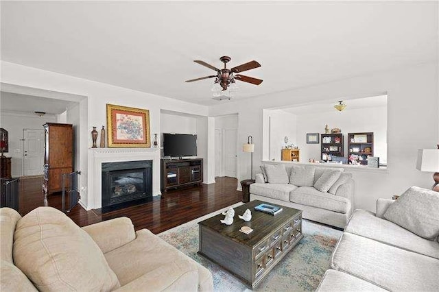 316 Branch Valley Dr NE, Dallas, GA 30132 - living area with a ceiling fan, wood finished floors, and a fireplace