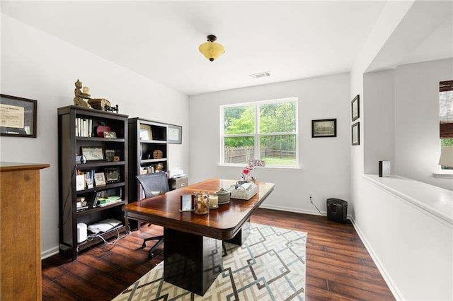 316 Branch Valley Dr NE, Dallas, GA 30132 - home office featuring dark wood-style flooring and baseboards