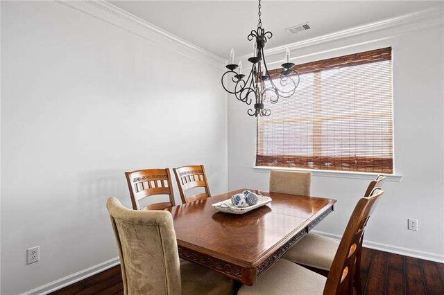316 Branch Valley Dr NE, Dallas, GA 30132 - dining room featuring a chandelier, baseboards, ornamental molding, and wood finished floors